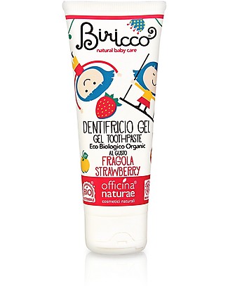 Officina Naturae Dentifricio Gel Bio, Fragola - 75 ml Dentifricio e Spazzolini