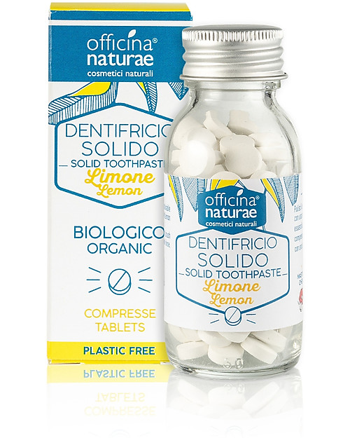 Officina Naturae Dentifricio in Pastiglie - Limone - 115 Pastiglie - Biosostenibile e Plastic Free! Dentifrici