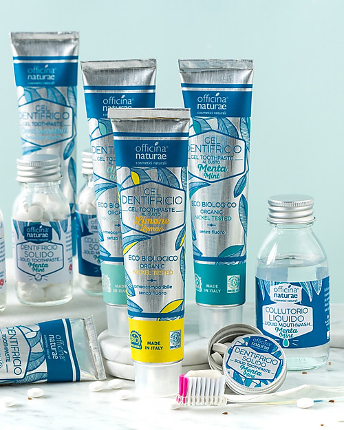 Officina Naturae Dentifricio Naturale - gusto Limone - Nuovo Tubetto in Alluminio - Plastic Free! Dentifrici