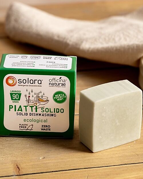 Officina Naturae Detersivo Piatti Solido alla Menta Piperita - 80 gr - Senza plastica! Stoviglie