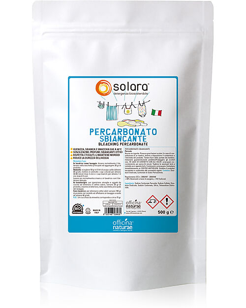 Officina Naturae Percarbonato Sbiancante per Bucato Stoviglie e Accessori - 500 gr - Formula Esclusiva Potenziata Detergenti per Bucato
