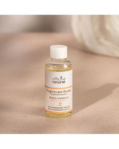 Officina Naturae Profumo per Bucato Concentrato - Pesca Vaniglia - con Oli Essenziali Naturali - 100ml Detergenti per Bucato