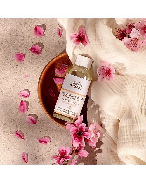 Officina Naturae Profumo per Bucato Concentrato - Pesca Vaniglia - con Oli Essenziali Naturali - 100ml Detergenti per Bucato