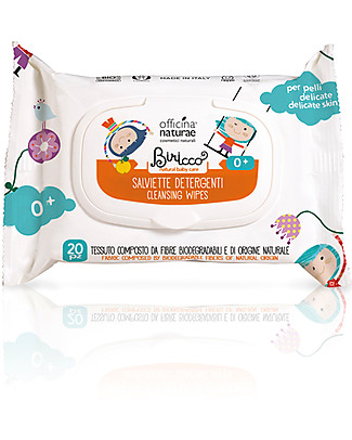 Officina Naturae Salviette Detergenti alla Mela Cotogna Bio, 20 pezzi Salviette Bimbo