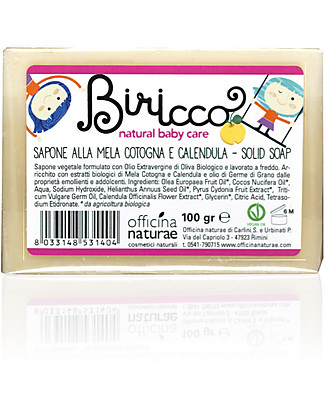 Officina Naturae Saponetta alla Mela Cotogna e Calendula Bio, 100 gr Bagno Doccia Shampoo