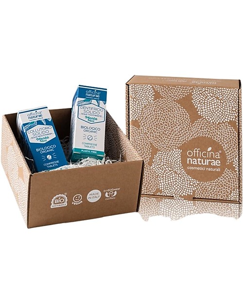 Officina Naturae Set Regalo Oral Menta Zero Rifiuti: Dentifricio in pastiglie - Collutorio in pastiglie Dentifrici
