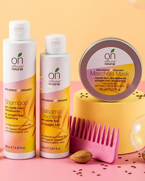 Officina Naturae Shampoo Disciplinante Capelli Lisci - Mandorla Dolce ed Altea Bio - 200ml - Certificato AIAB Bagno Doccia Shampoo