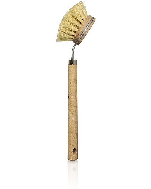 Officina Naturae Spazzola per Piatti con Manico - Legno e Fibra Vegetale - Senza plastica! Stoviglie