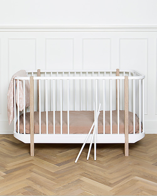 Oliver Furniture Lettino con Sbarre linea Wood, Bianco, 140x70 cm - Struttura modulare e trasformabile Letti Trasformabili