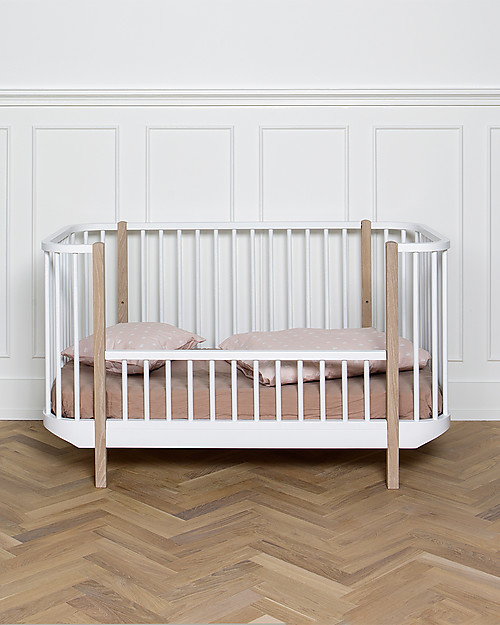 Oliver Furniture Lettino con Sbarre linea Wood, Bianco, 140x70 cm - Struttura modulare e trasformabile Letti Trasformabili