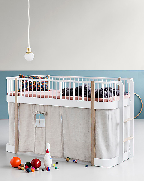 Oliver Furniture Letto a Soppalco Basso, linea Wood, Quercia, 90x200 cm - Struttura modulare e trasformabile Letti Trasformabili