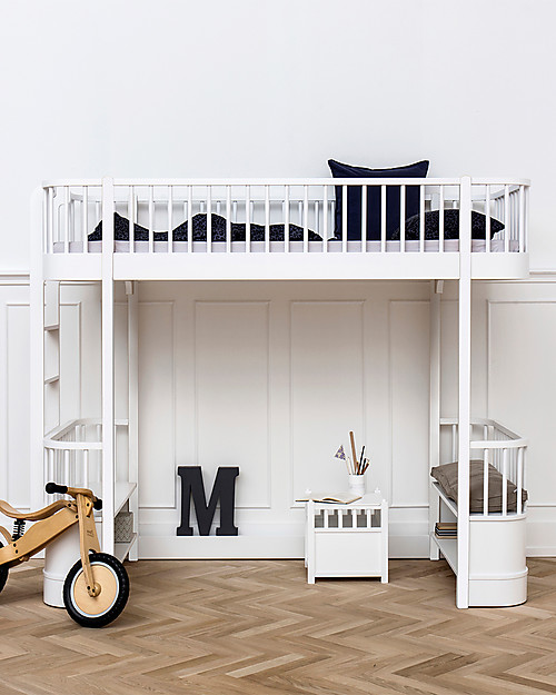 Oliver Furniture Letto a Soppalco linea Wood, Bianco, 90x200 cm - Struttura modulare e trasformabile Letti Trasformabili