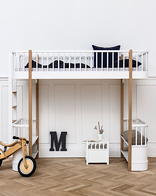 Oliver Furniture Letto a Soppalco linea Wood, Quercia, 90x200 cm - Struttura modulare e trasformabile Letti Trasformabili