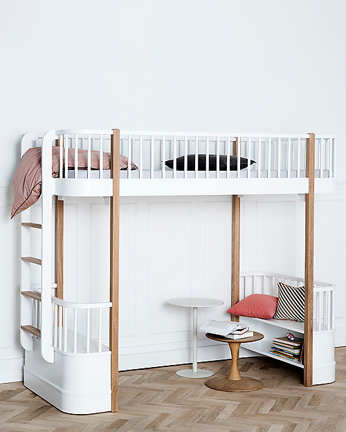 Oliver Furniture Letto a Soppalco linea Wood, Quercia, 90x200 cm - Struttura modulare e trasformabile Letti Trasformabili