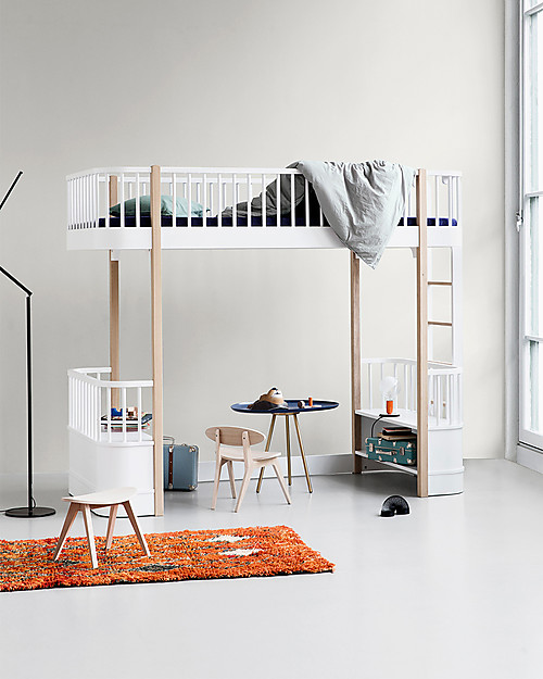 Oliver Furniture Letto a Soppalco linea Wood, Quercia, 90x200 cm - Struttura modulare e trasformabile Letti Trasformabili