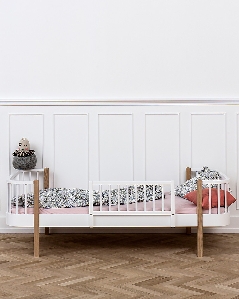 Oliver Furniture Letto Singolo in Legno linea Wood, Quercia, 90x200 cm -  Struttura modulare e trasformabile unisex (bambini)