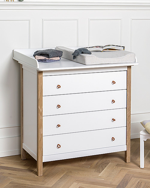 Oliver Furniture Nursery Top per Cassettiera linea Wood, Bianco - Trasforma la tua cassettiera in fasciatoio! Fasciatoi