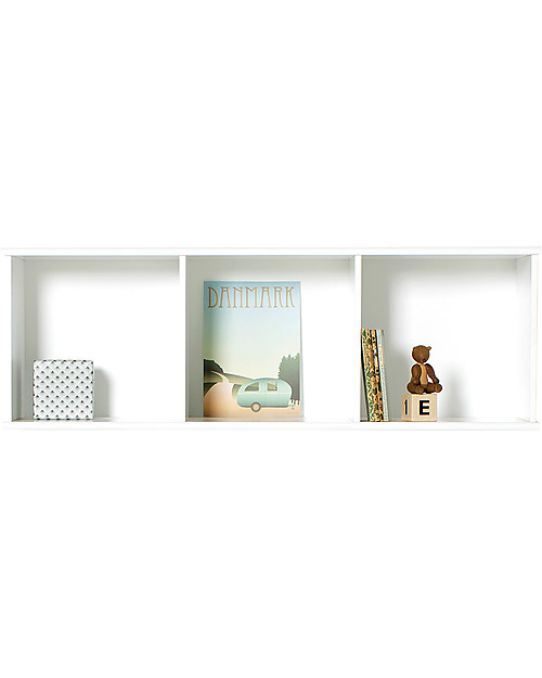 Oliver Furniture Scaffale Orizzontale con Supporto 3x1, Linea Wood - Da appendere al muro! Mensole
