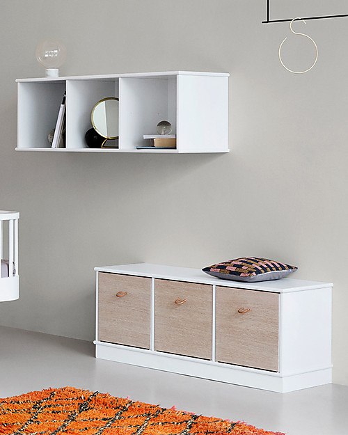 Oliver Furniture Scaffale Orizzontale con Supporto 3x1, Linea Wood - Da appendere al muro! Mensole