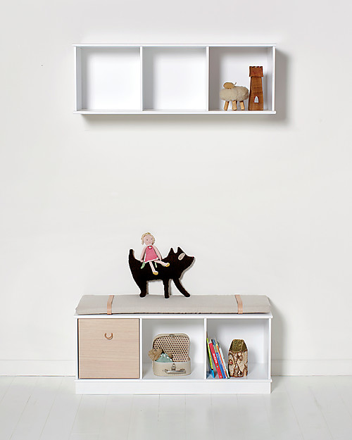 Oliver Furniture Scaffale Orizzontale con Supporto 3x1, Linea Wood - Da appendere al muro! Mensole