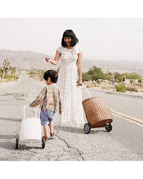 Olli Ella Big Luggy - Cesto Portagiochi Grande con Ruote - Naturale - 100% Rattan Naturale Cestini in Vimini