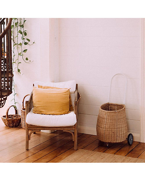 Olli Ella Big Luggy - Cesto Portagiochi Grande con Ruote - Naturale - 100% Rattan Naturale Cestini in Vimini