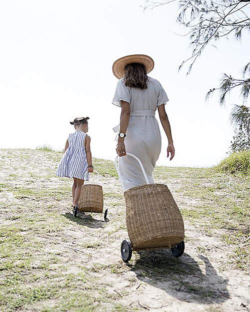 Olli Ella Big Luggy, Cesto Portagiochi Grande con Ruote, Naturale - Fair trade, fatto a mano! Contenitori Porta Giochi