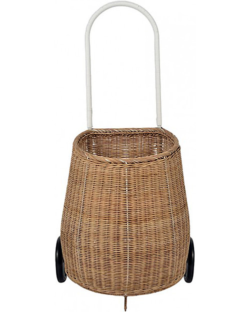 Olli Ella Big Luggy, Cesto Portagiochi Grande con Ruote, Naturale - Fair trade, fatto a mano! Contenitori Porta Giochi