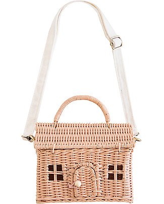 Olli Ella Borsetta in Rattan Casa Rosa - 21x19x10 cm Case delle Bambole
