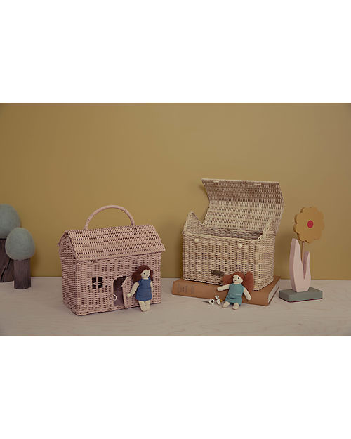 Olli Ella Borsetta in Rattan Casa Rosa - 21x19x10 cm Trousse e Pochette