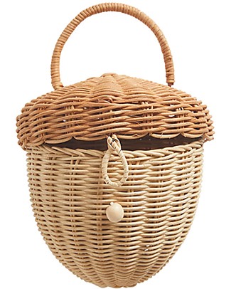 Olli Ella Borsetta in Rattan - Ghianda - Color Paglia Borse Pic Nic