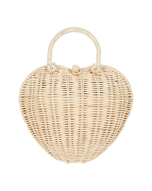 Olli Ella Borsetta in Rattan Luvya - Cuore - Color Paglia Portamonete