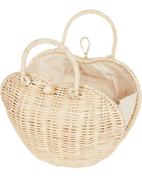 Olli Ella Borsetta in Rattan Luvya - Cuore - Color Paglia Portamonete