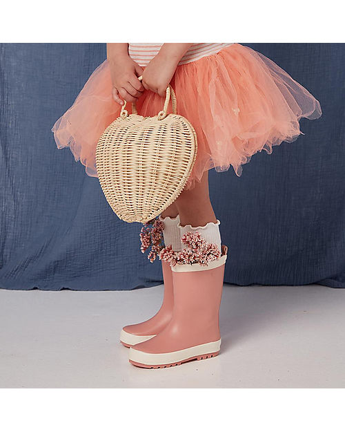 Olli Ella Borsetta in Rattan Luvya - Cuore - Color Paglia Portamonete