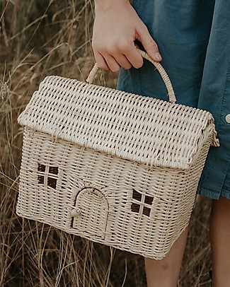 Olli Ella Borsetta Large in Rattan Casa Color Paglia - 24x23x14 cm Contenitori Porta Giochi