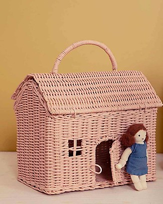 Olli Ella Borsetta Large in Rattan Casa Rosa - 24x23x14 cm Borse Pic Nic