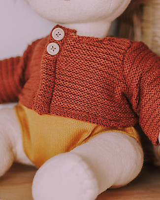 Olli Ella Cardigan per Bambola Dinkum - Marrone Castagna Accessori Bambole