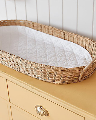 Olli Ella Cestino Fasciatoio Bayu con Manici in Ecopelle -71x32,4 cm - Fatto a mano! Fasciatoi