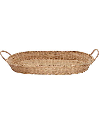 Olli Ella Cestino Fasciatoio Bayu con Manici in Ecopelle -71x32,4 cm - Fatto a mano! Fasciatoi