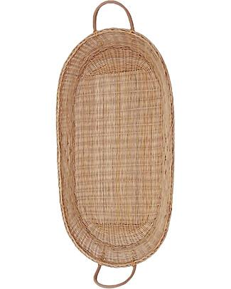 Olli Ella Cestino Fasciatoio Bayu con Manici in Ecopelle -71x32,4 cm - Fatto a mano! Fasciatoi