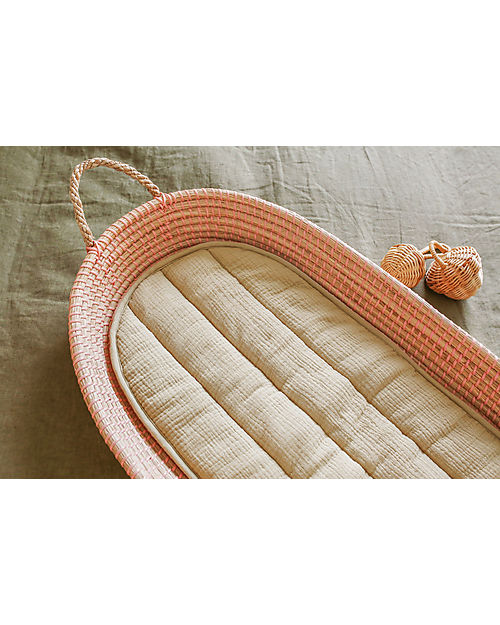 Olli Ella Cestino Fasciatoio Reva - Rosa - 6 kg - Fatto a mano! Fasciatoi