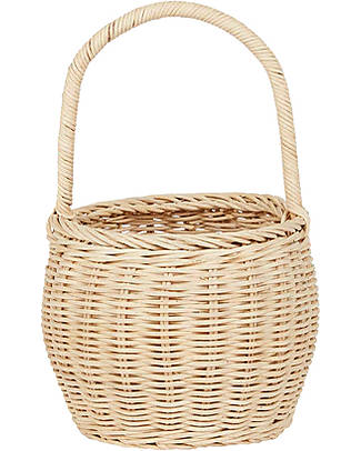 Olli Ella Cestino in Rattan Big - Berry - Color Paglia -Fatto a Mano! Contenitori Portaoggetti
