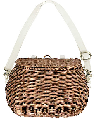Olli Ella Cestino in Rattan Chari Mama 28 x 19 x 18 cm, Naturale - Da borsa a cestino per bici! Borse Shopper