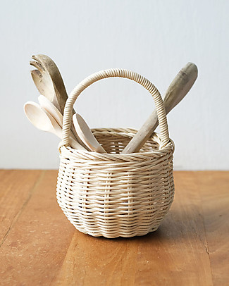 Olli Ella Cestino in Rattan Fatto a Mano - Dorato Contenitori Porta Giochi_