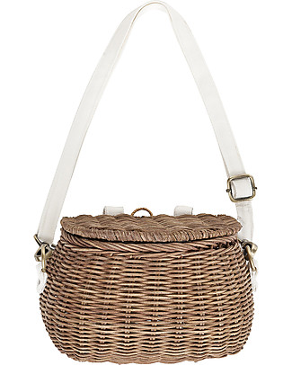 Olli Ella Cestino in Rattan Mini Chari 20 x 16 x 13 cm, Naturale - Da borsa a cestino per bici! Borse Shopper