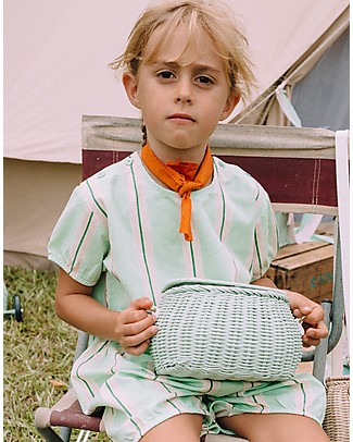 Olli Ella Cestino in Rattan Mini Chari 20 x 16 x 13 cm, Verde Menta - Da borsa a cestino per bici! Borse Shopper