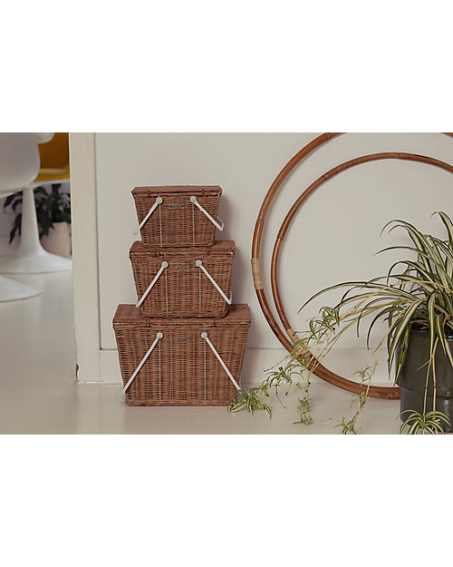 Olli Ella Cestino Piki Large - Naturale 20 x 20 x 33 cm - Fatto a Mano! Cestini in Vimini