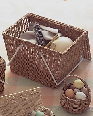 Olli Ella Cestino Piki Large - Naturale 20 x 20 x 33 cm - Fatto a Mano! Contenitori Portaoggetti