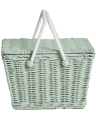Olli Ella Cestino Piki, Verde Menta 23 x 15 x 15 cm - Fair trade, fatto a mano! Contenitori Porta Giochi