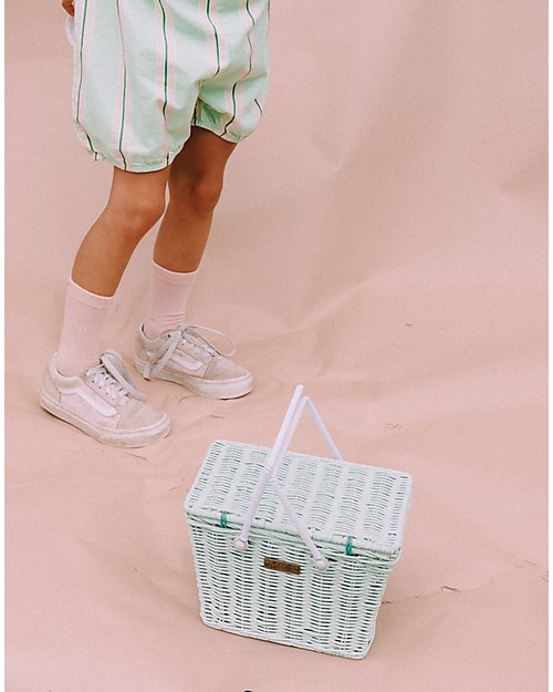 Olli Ella Cestino Piki, Verde Menta 23 x 15 x 15 cm - Fair trade, fatto a mano! Contenitori Porta Giochi